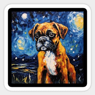 Boxer Puppy Painted by VIncent Van Gogh Sticker